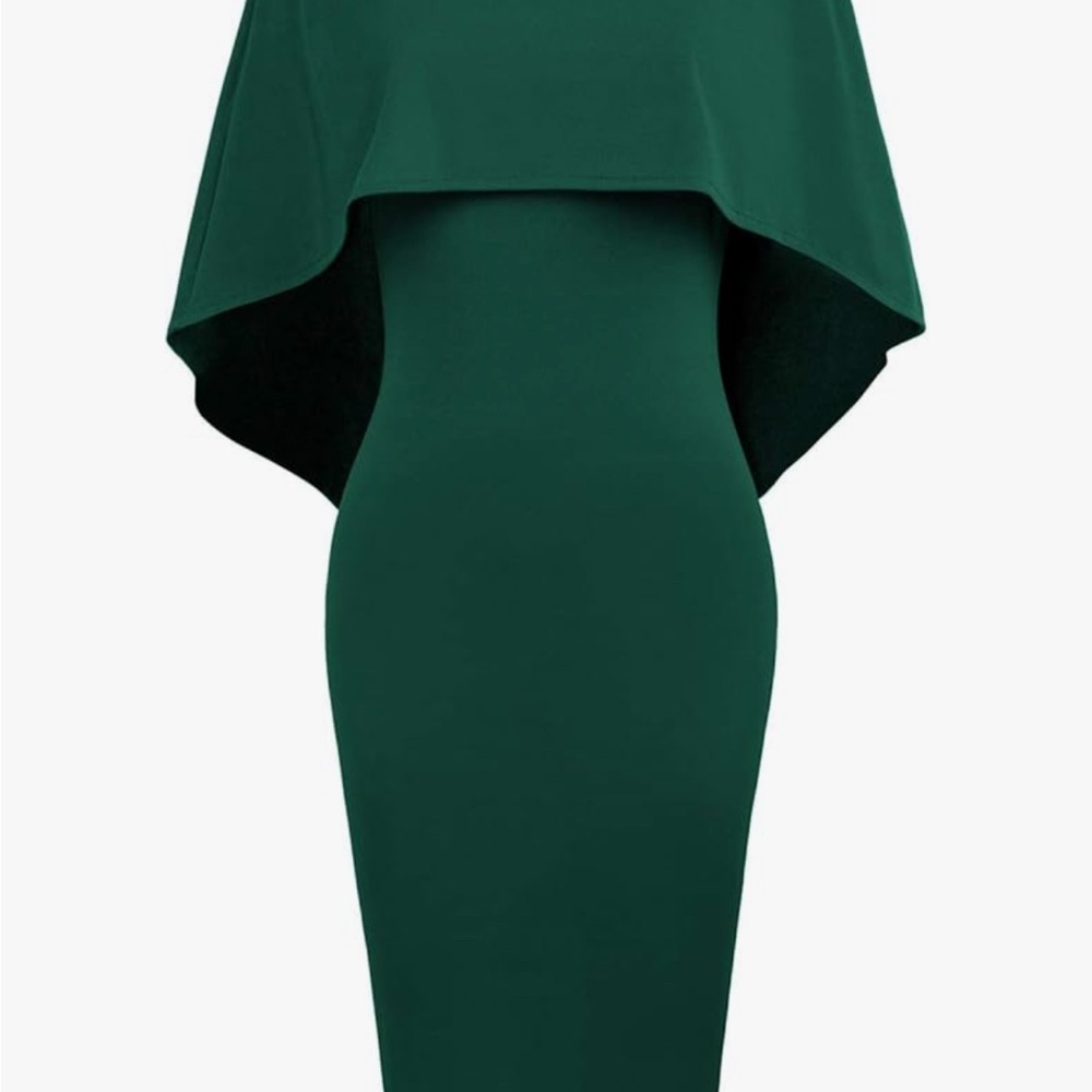 Grace Karin Elegant Green Cape Batwing Sleeve Dress